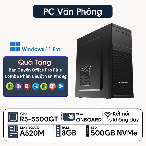 PC ST Văn Phòng R5-5500GT (Ryzen 5 5500GT, Radeon Graphics, Ram 8GB, SSD 500GB, 500W, Win 11)